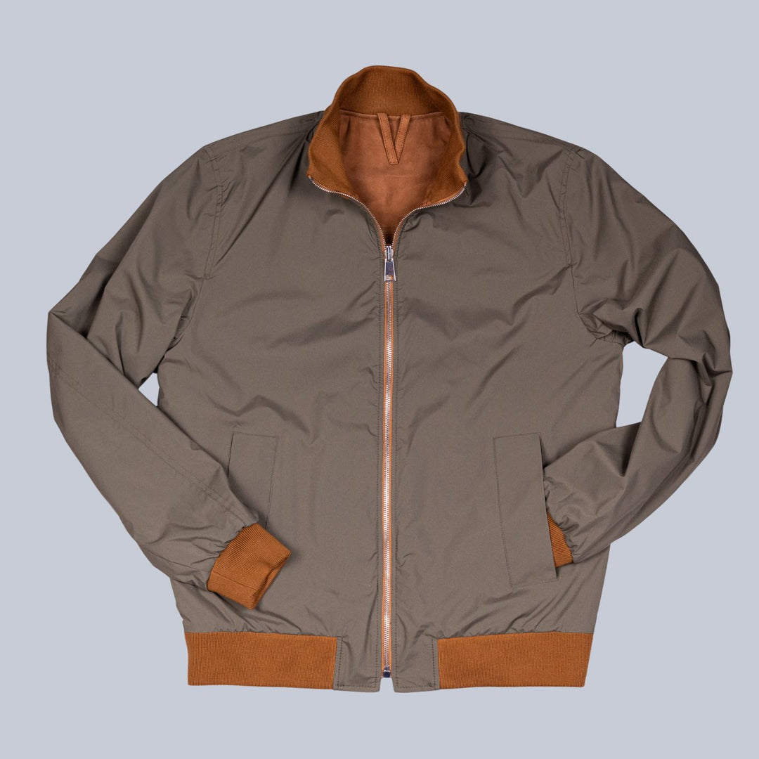 Brown Suede Reversible Zipper Valstarino Jacket