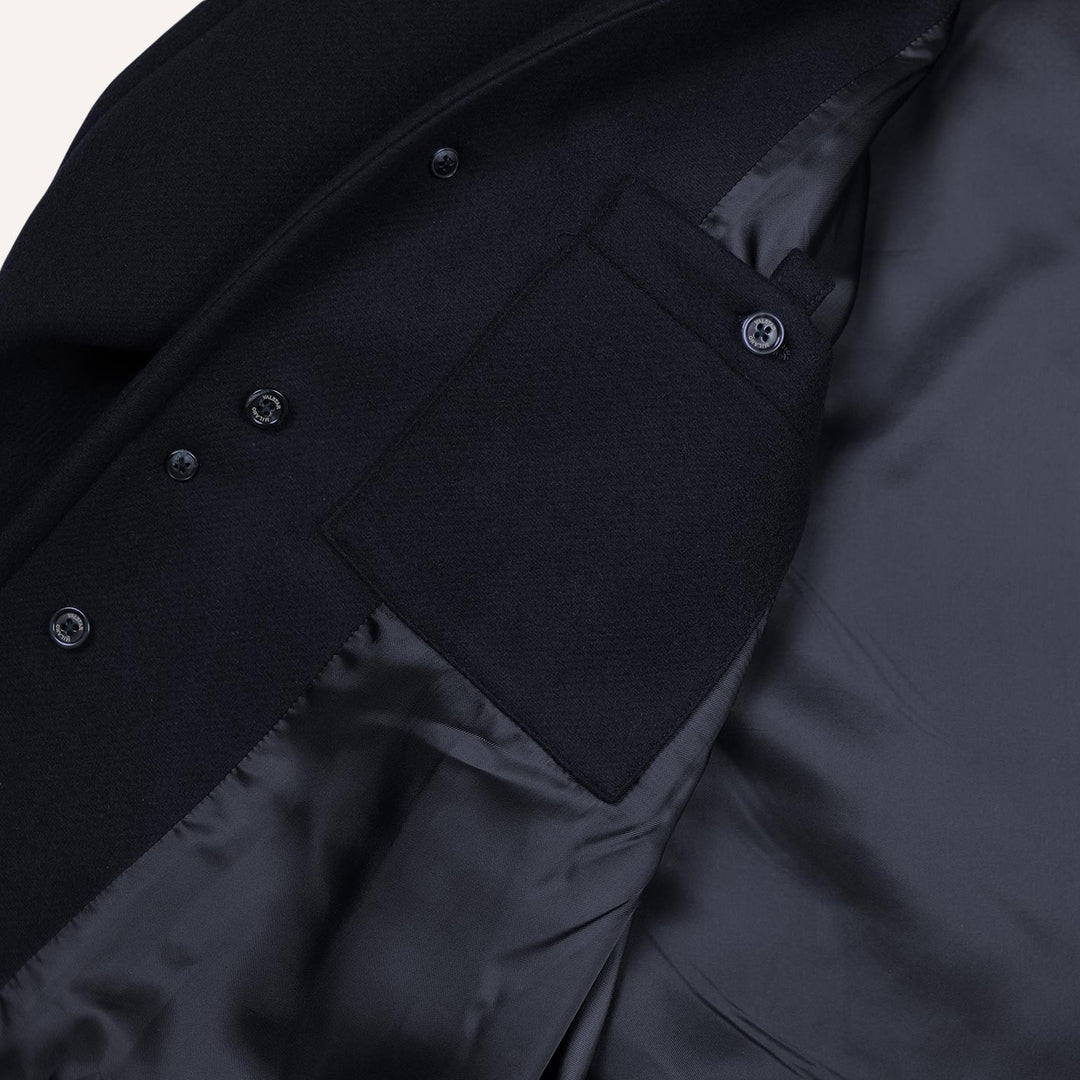 Navy Virgin Wool Raglan Coat
