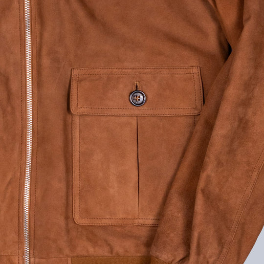 Brown Suede Reversible Zipper Valstarino Jacket