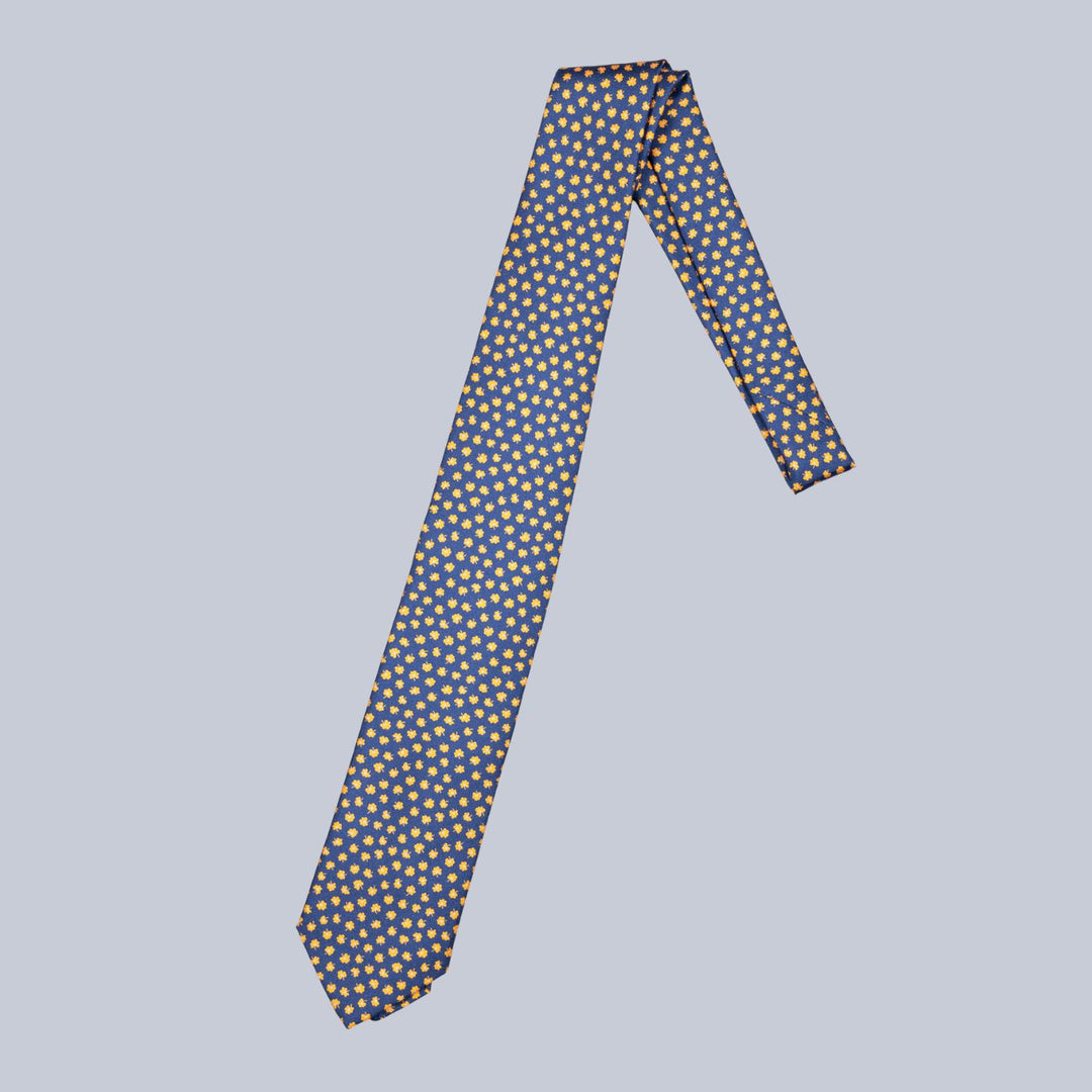 Navy Orange & Turquoise Clover Pattern Tie