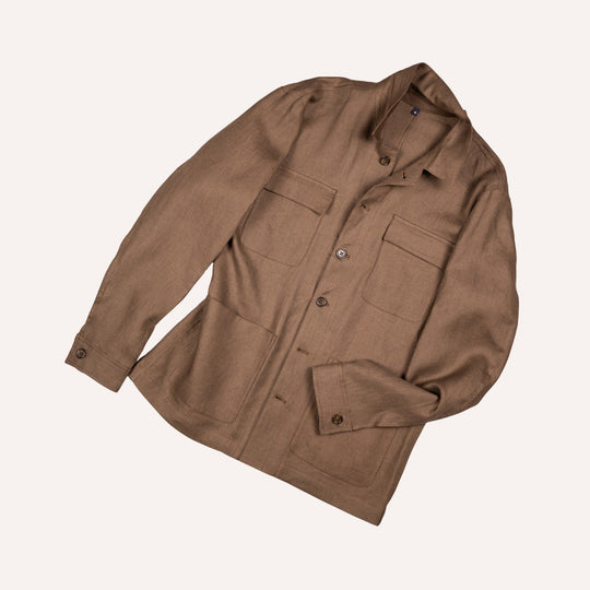 Espresso Brown Washed Linen Overshirt