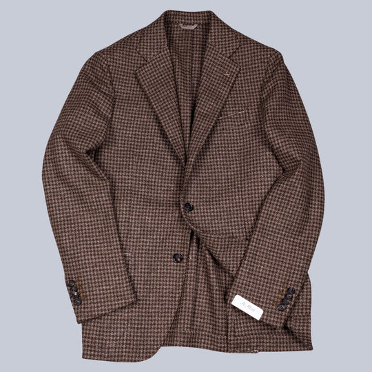 Brown Houndstooth Wool Blazer