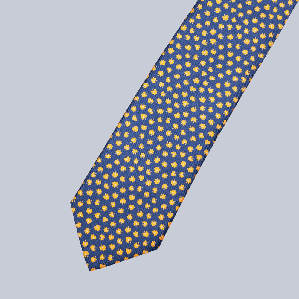 Navy Orange & Turquoise Clover Pattern Tie