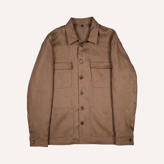 Espresso Brown Washed Linen Overshirt