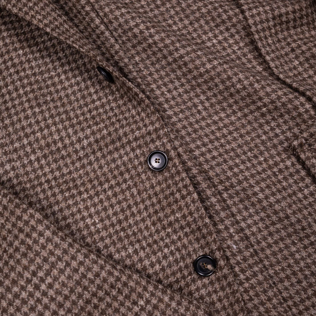 Brown Houndstooth Wool Blazer
