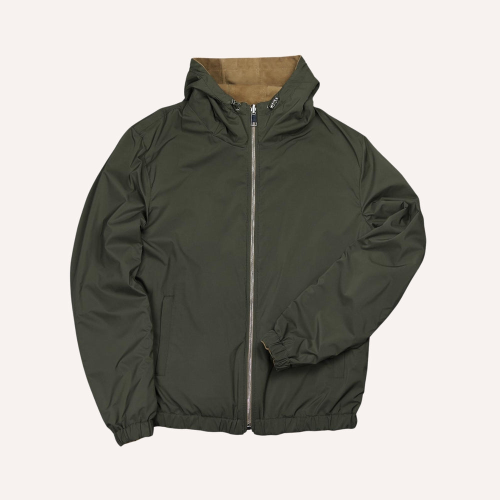 Beige Green Reversible Hooded Jacket