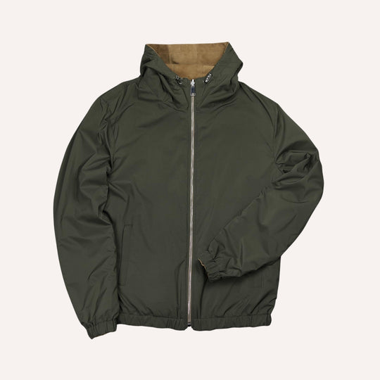 Beige Green Reversible Hooded Jacket