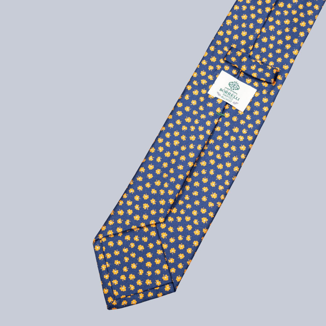 Navy Orange & Turquoise Clover Pattern Tie