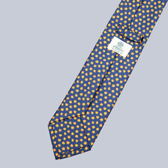 Navy Orange & Turquoise Clover Pattern Tie