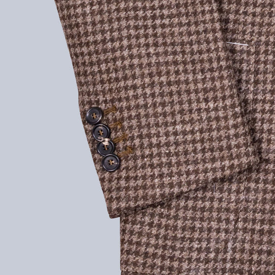 Brown Houndstooth Wool Blazer