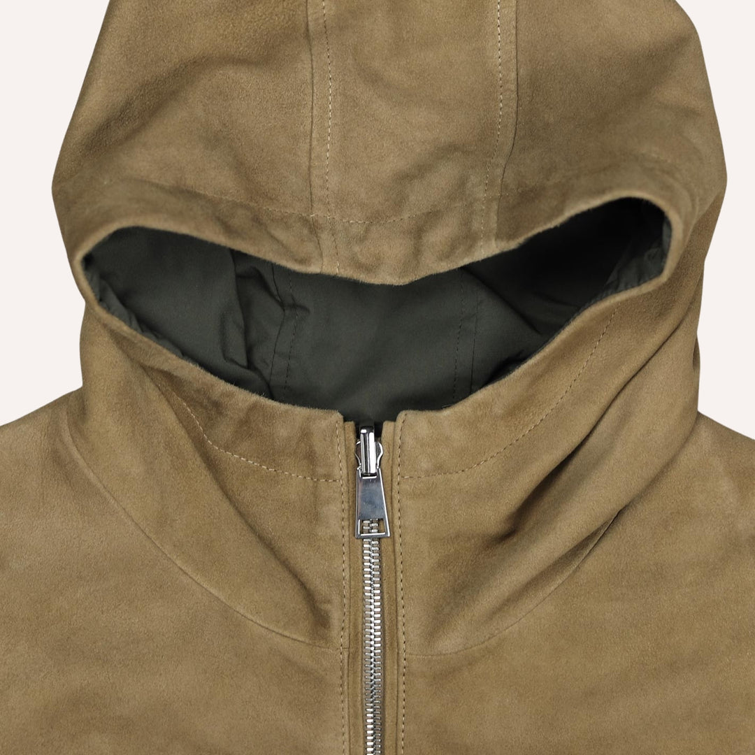 Beige Green Reversible Hooded Jacket
