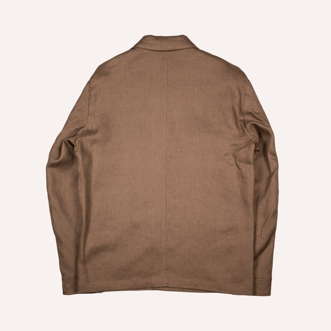 Espresso Brown Washed Linen Overshirt
