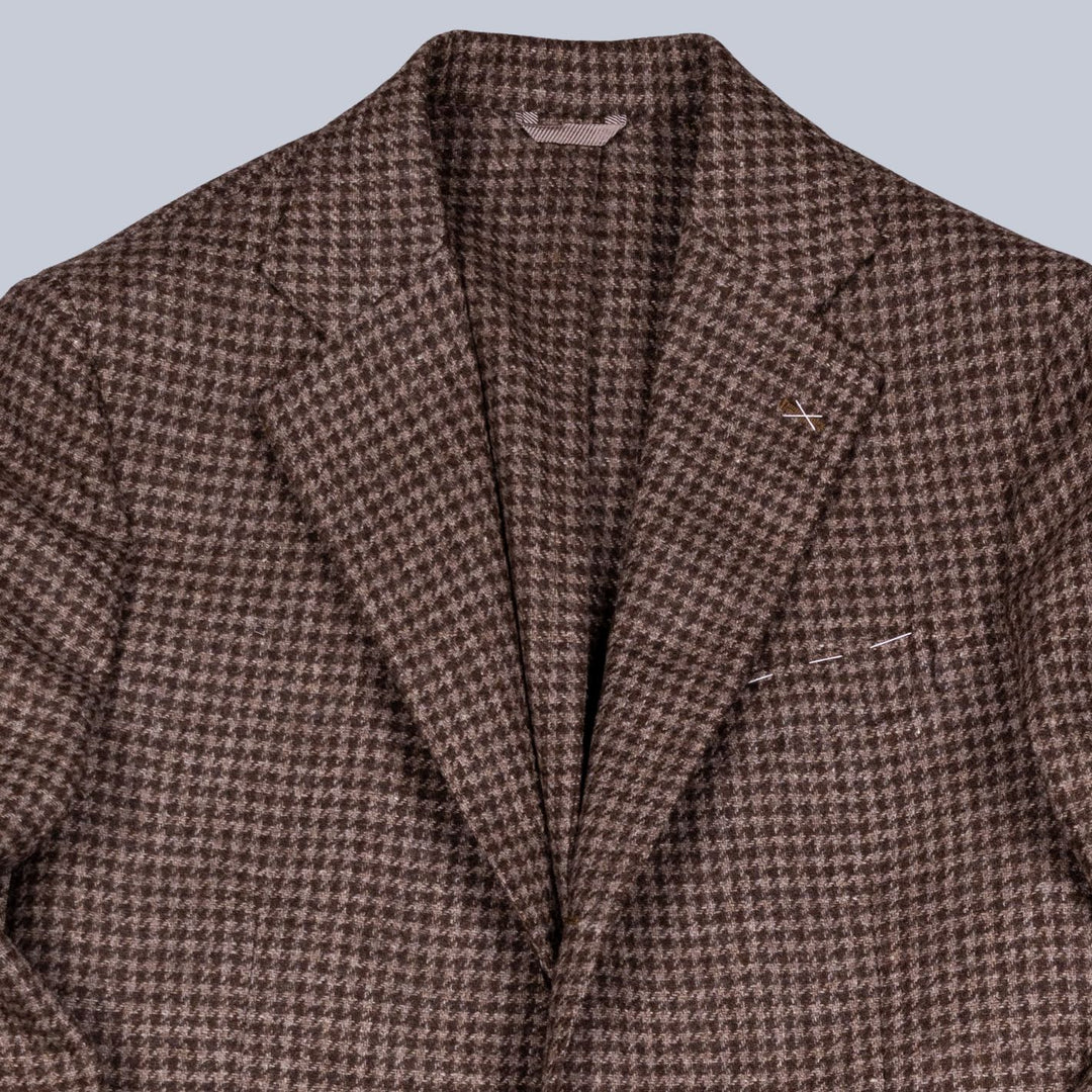 Brown Houndstooth Wool Blazer