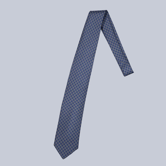 Navy & Gold Flower Pattern Tie