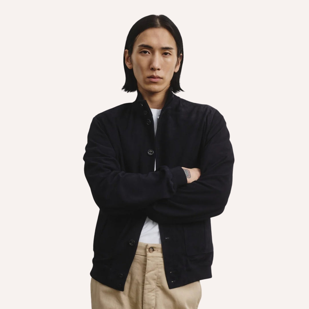 Navy Suede Unlined Valstarino Jacket