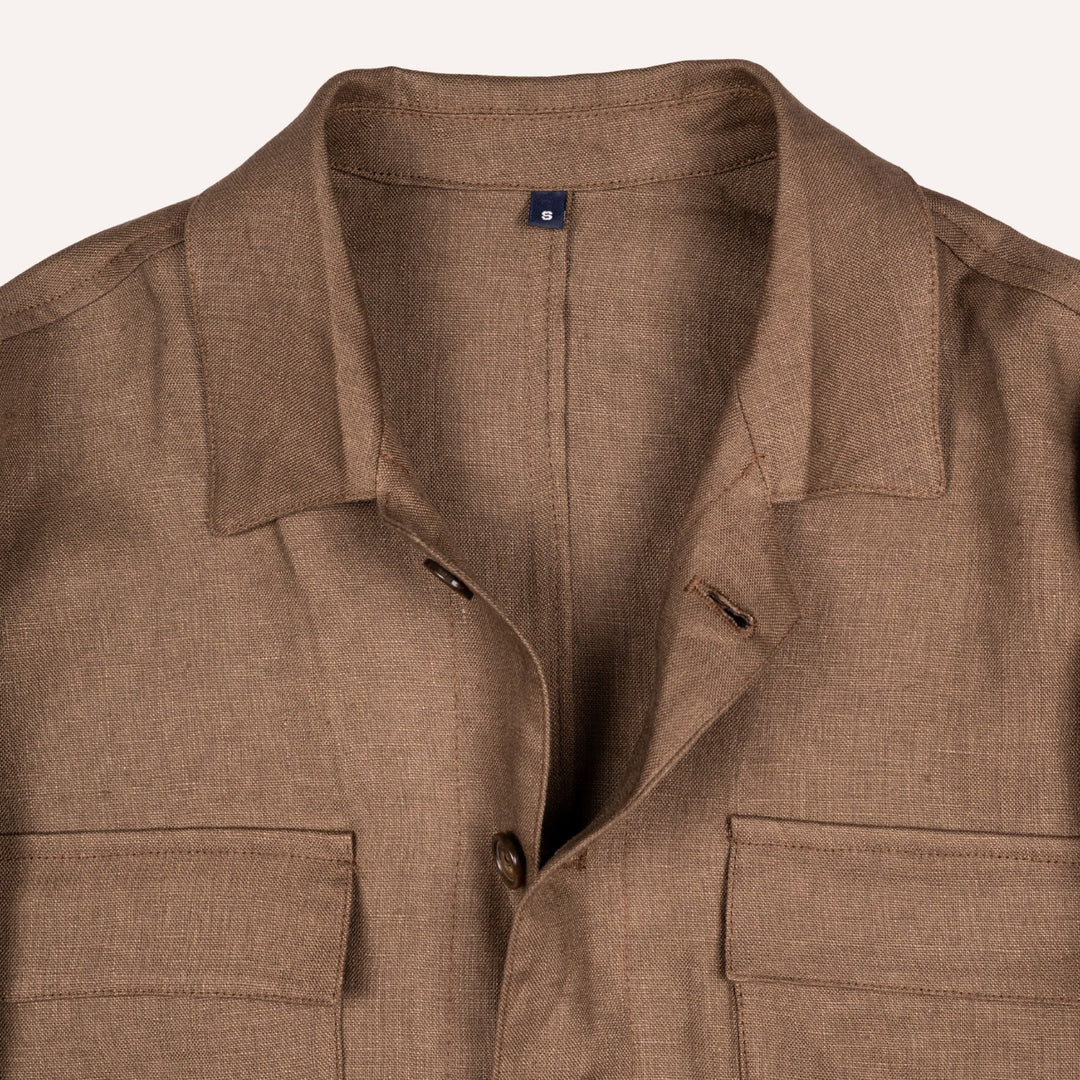 Espresso Brown Washed Linen Overshirt
