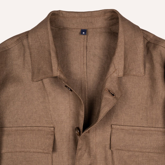 Espresso Brown Washed Linen Overshirt