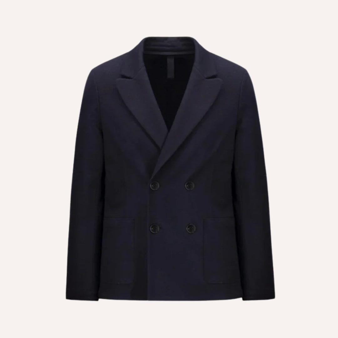 Navy Superfine Merino Double-Breasted Blazer