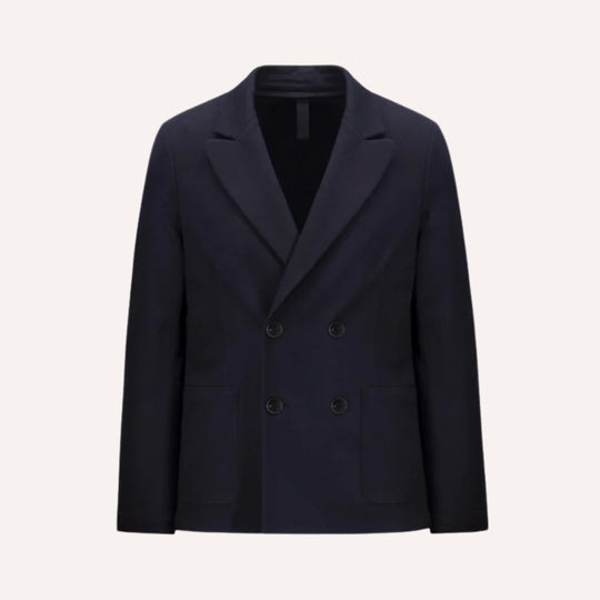 Navy Superfine Merino Double-Breasted Blazer