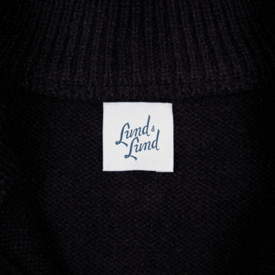 Black Raglan Cashmere Full-Zip Sweater