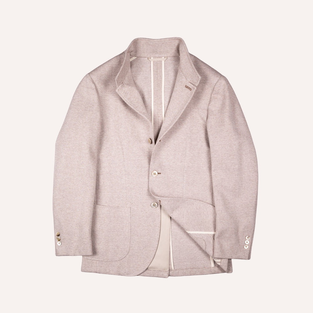 Taupe Herringbone Nehru Jacket