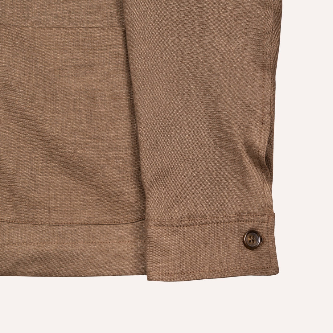 Espresso Brown Washed Linen Overshirt