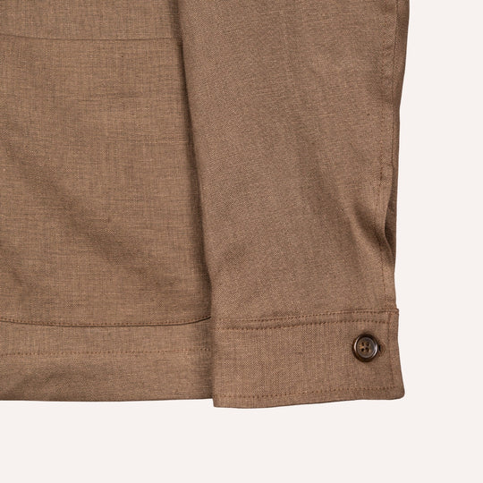 Espresso Brown Washed Linen Overshirt