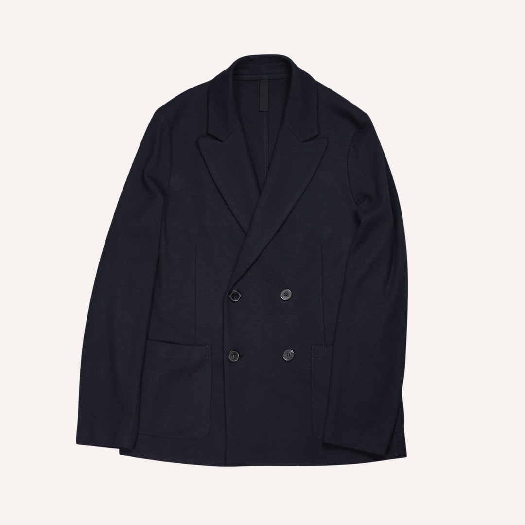 Navy Superfine Merino Double-Breasted Blazer
