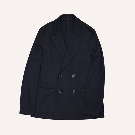 Navy Superfine Merino Double-Breasted Blazer