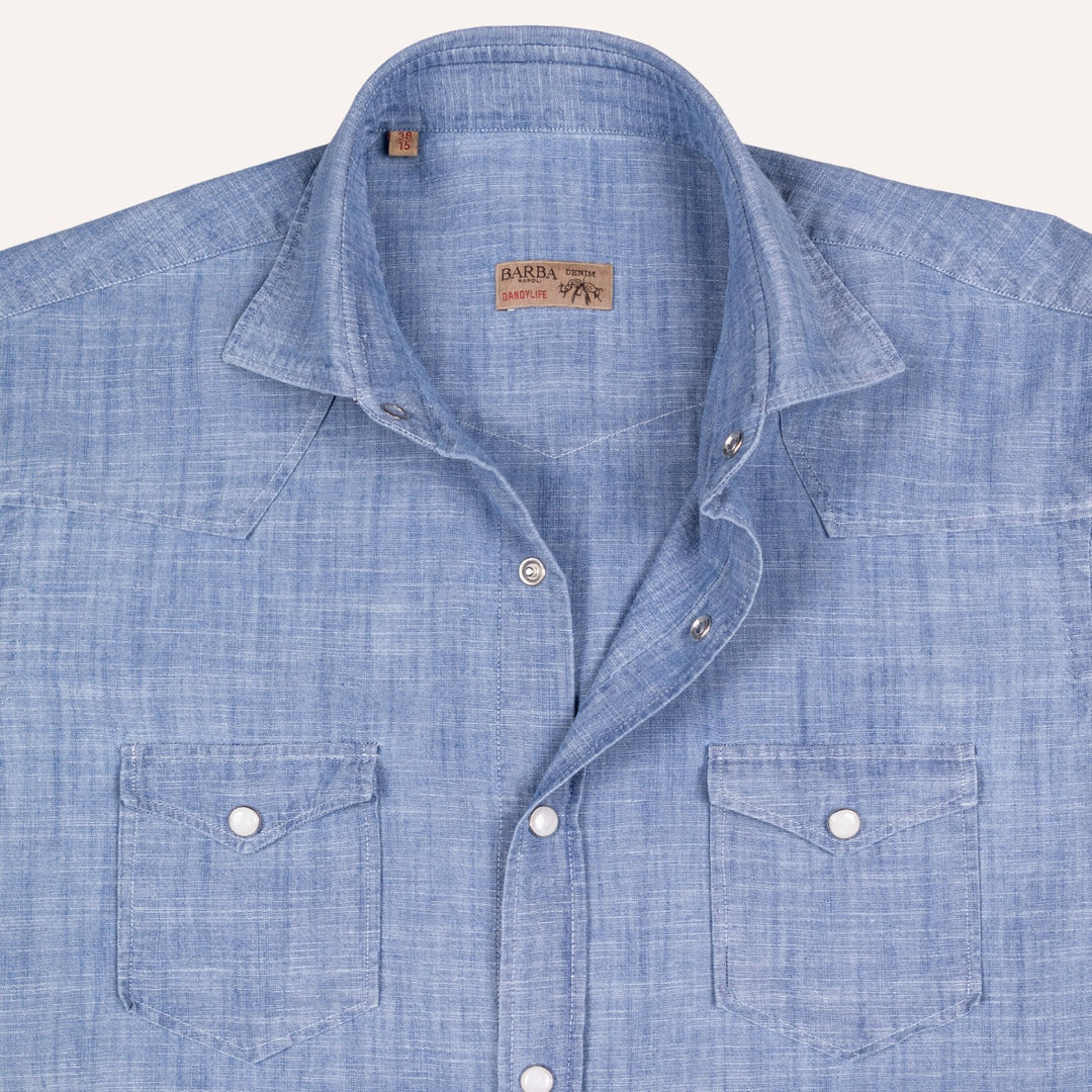 Light Blue Chambray Western Shirt