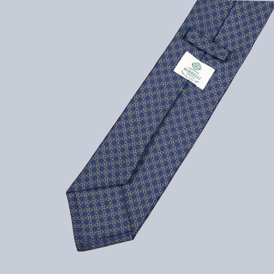 Navy & Gold Flower Pattern Tie