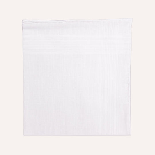 White Stripe Cotton Pocket Square