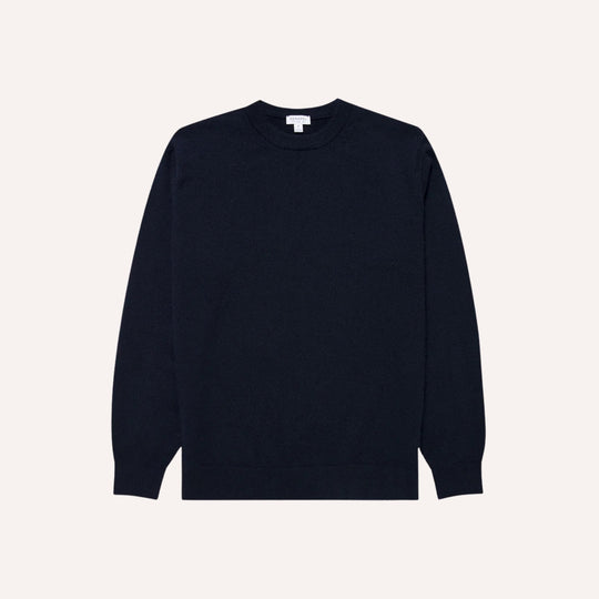 Navy Cashmere Crewneck Sweater