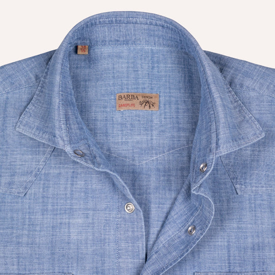 Light Blue Chambray Western Shirt
