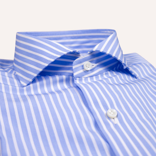 Blue & White Wide Stripe Shirt Popeline