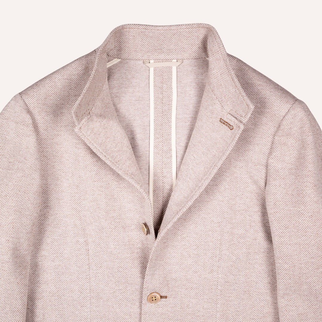 Taupe Herringbone Nehru Jacket