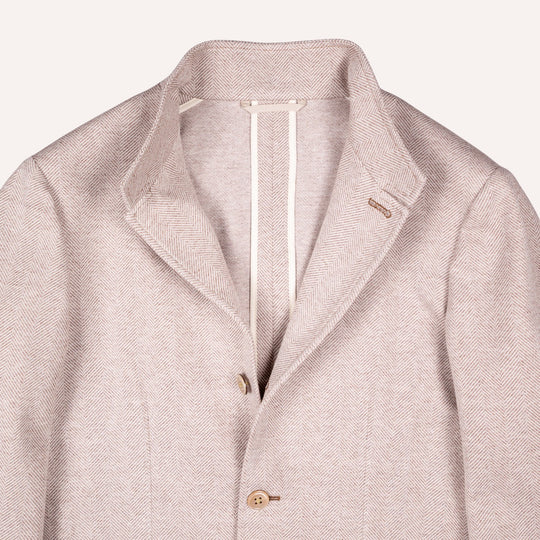 Taupe Herringbone Nehru Jacket