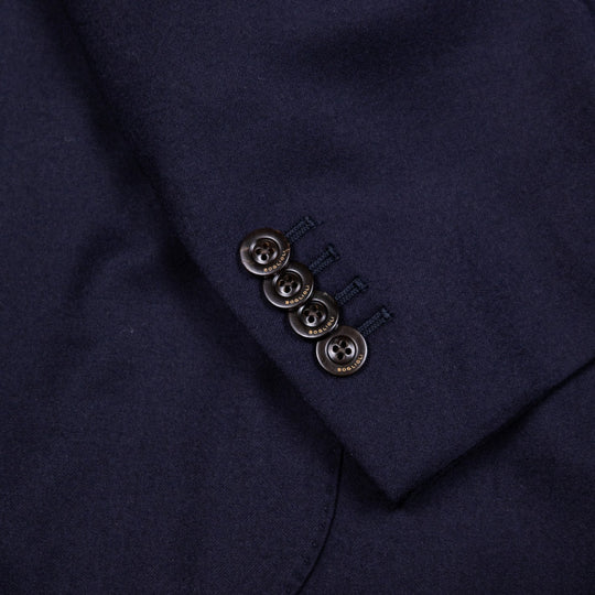 Navy Wool Silk Peak Lapel Suit