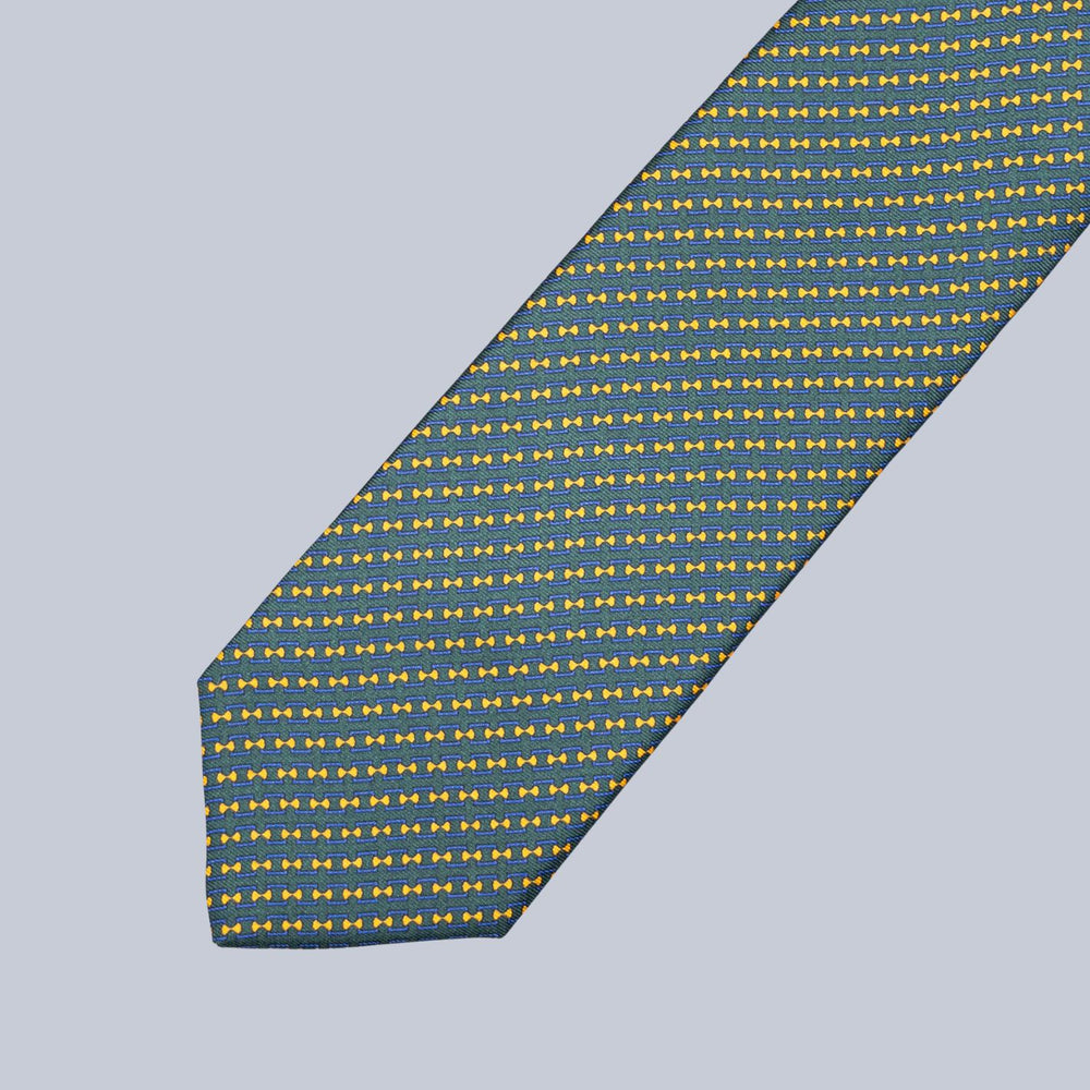 Forrest Green Gold & Blue Chain Pattern Tie