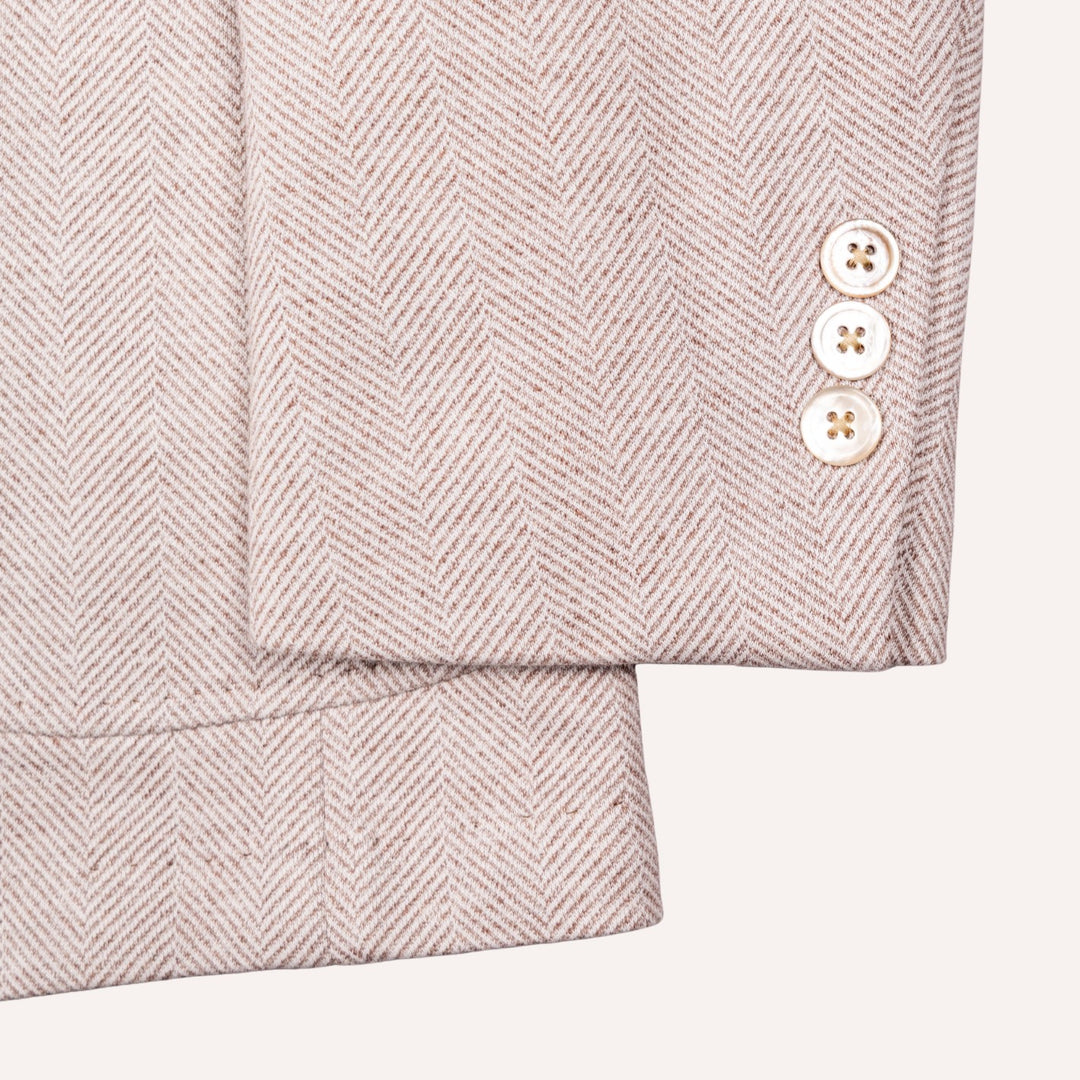 Taupe Herringbone Nehru Jacket