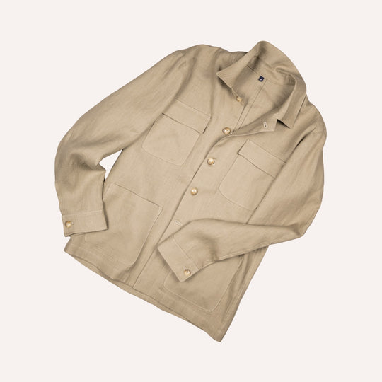 Olive Green Washed Linen Overshirt