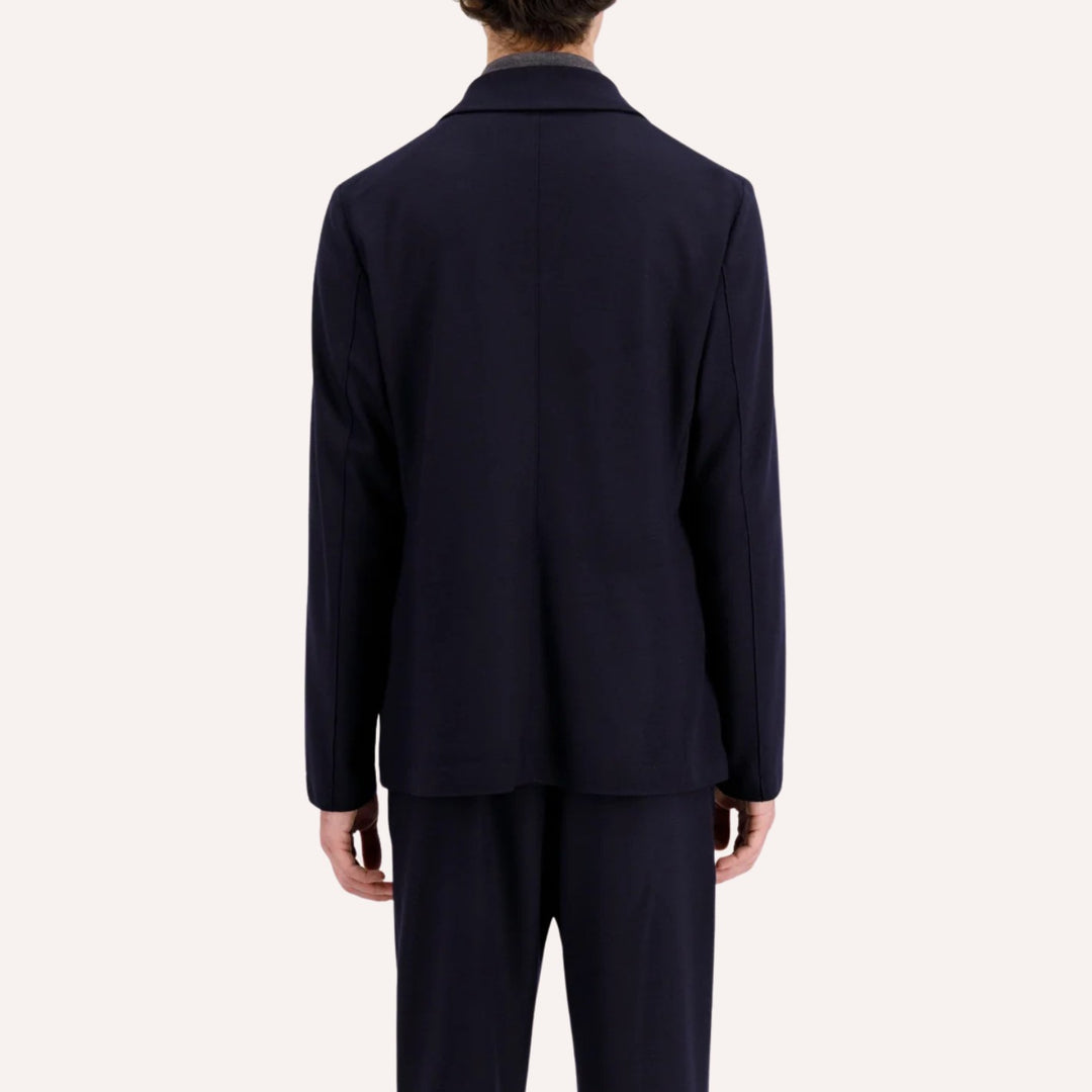 Navy Superfine Merino Double-Breasted Blazer