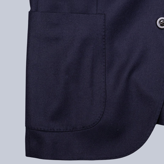 Navy Wool Silk Peak Lapel Suit