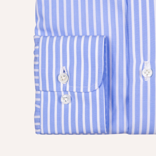 Blue & White Wide Stripe Shirt Popeline