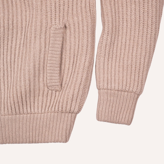 Taupe Cashmere Wool Lined Zip Cardigan