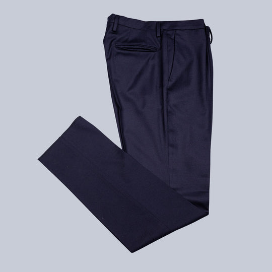 Navy Wool Silk Peak Lapel Suit