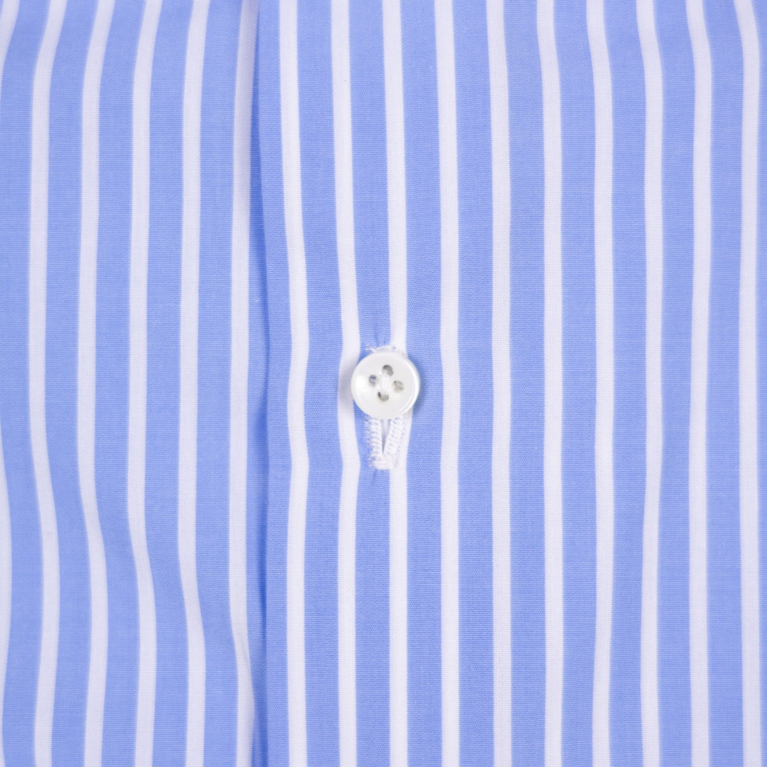 Blue & White Wide Stripe Shirt Popeline