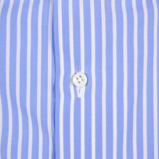 Blue & White Wide Stripe Shirt Popeline
