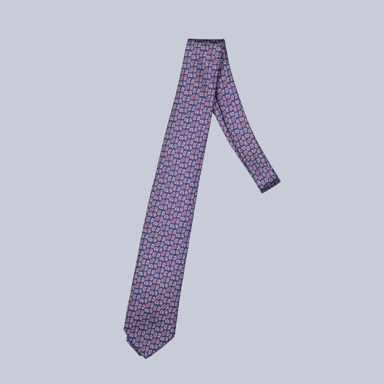 Navy Burgundy & Silver Micro Paisley Tie