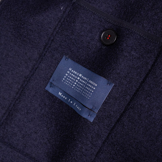 Navy Pressed Wool Bouclé Collar Golf Jacket